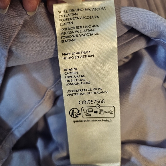 The Ophelia Sleeveless Linen Slim Mini Dress by Maeve in Lilac Purple, Size 12 - Picture 15 of 15